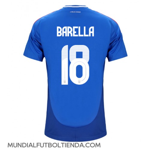 Camiseta Italia Nicolo Barella #18 Primera Equipación Replica Eurocopa 2024 mangas cortas